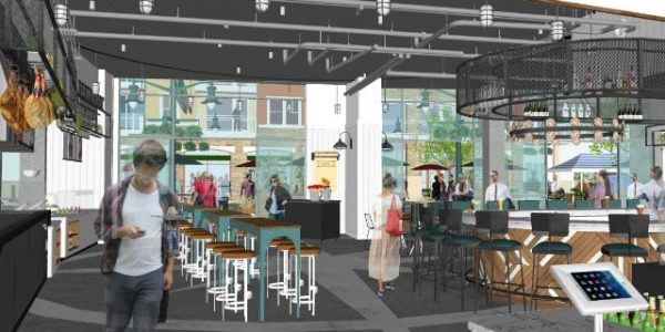 Early rendering of the interior of Little Italy Food Hall