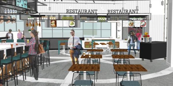 Early rendering of Little Italy Food Hall interioor